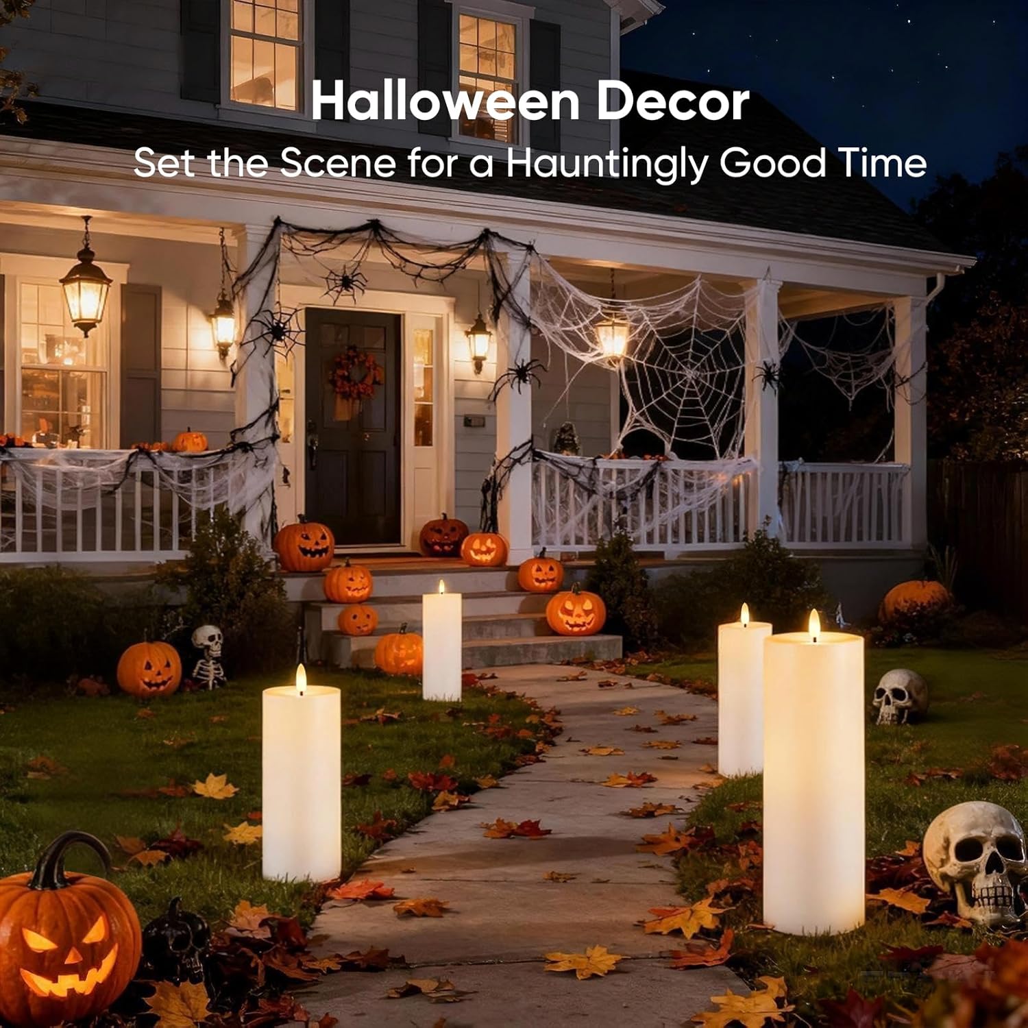 4"x10" Large Outdoor Flameless Candles, Waterproof Battery Operated LED Pillar Candles with Remote & Timer for Patio Porch Lanterns, Set of 2, White