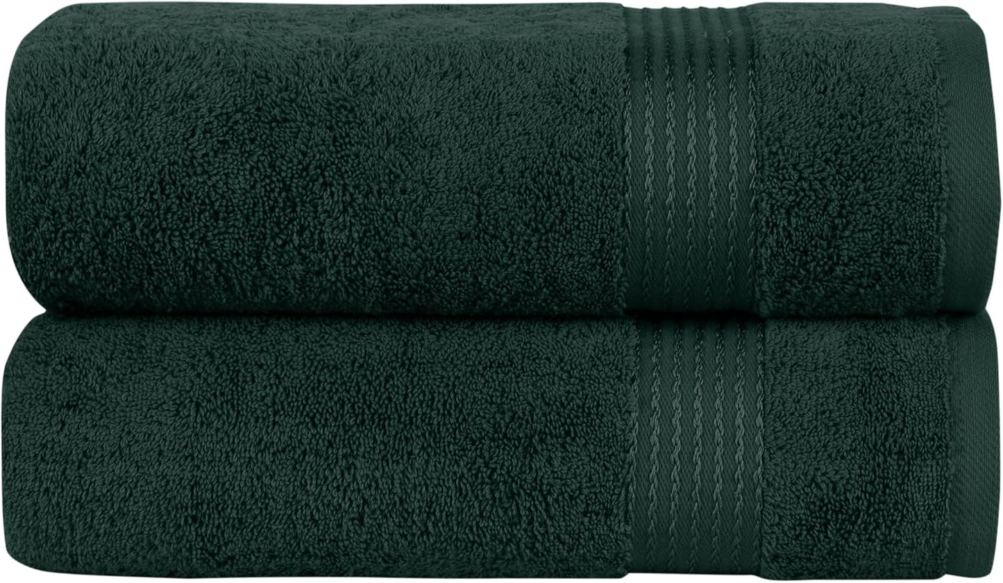 Elegant Comfort Premium Turkish Cotton 2 Pack Bath Towel Set - 27 x 54 inch, Luxurious Hotel Spa Quality 100% Turkish Cotton 2PC Bath Towel Set - Highly Absorbent - Soft Bathroom Towels, Hunter Green