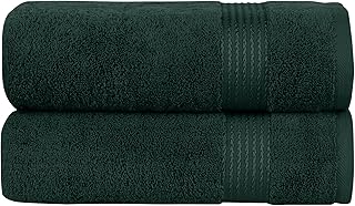 Elegant Comfort Premium Turkish Cotton 2 Pack Bath Towel Set - 27 x 54 inch, Luxurious Hotel Spa Quality 100% Turkish Cotton 2PC Bath Towel Set - Highly Absorbent - Soft Bathroom Towels, Hunter Green