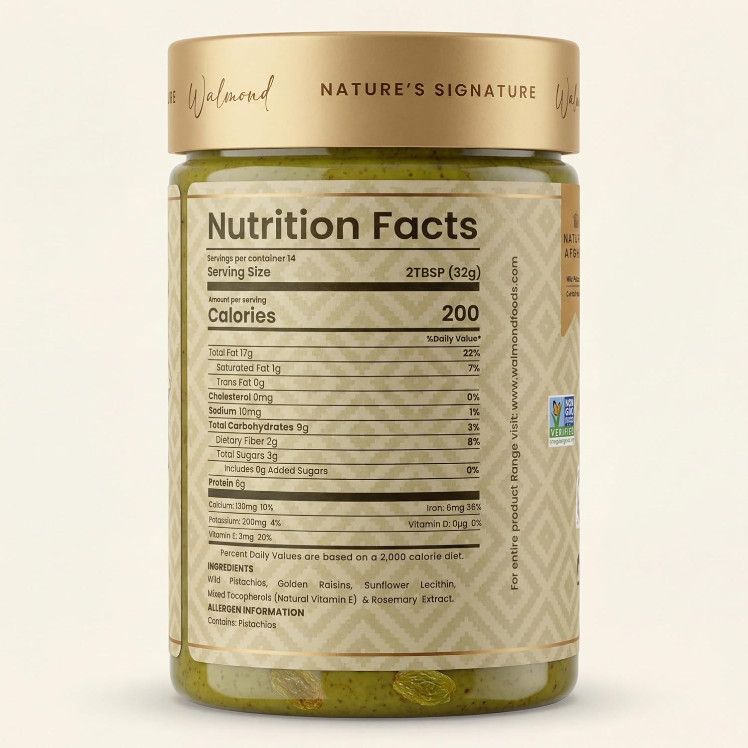Walmond Almond Butter Fruity, Afghan Heirloom Almonds with Real Golden Raisin Bites, Lightly Fruit Sweetened, 6g Protein, No Added Sugar, No Palm Oil, NON-GMO Halal HACCP Certified, Keto Vegan, 16oz