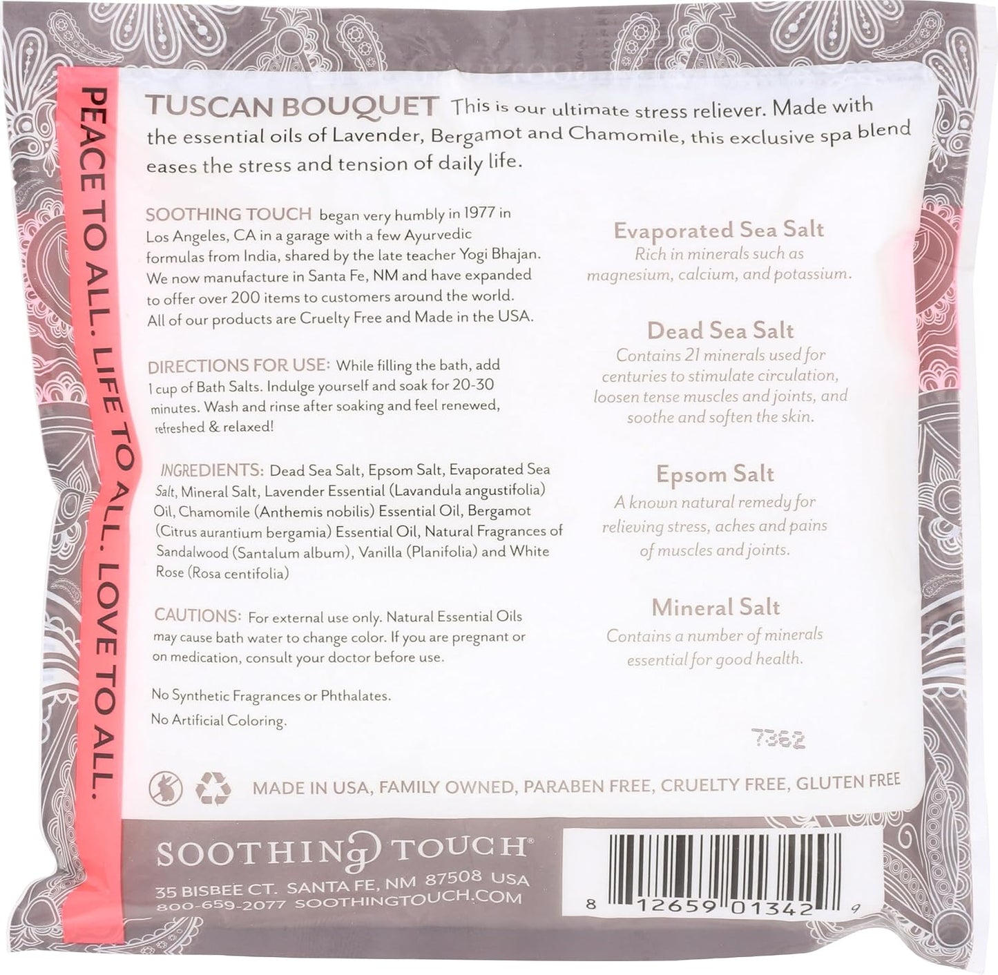 Soothing Touch Tuscan Bouquet Bath Salts Pouch, Floral, 8 Oz