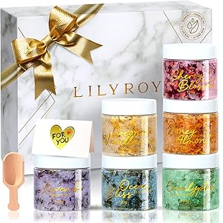 Gifts for Women & Men, Birthday Gifts - 9-Piece Floral Epsom Salt Gift Set for Women with 6 x 120g Epsom Salt, Bath and Body Gift Set in Elegant Box | Christmas, Mothers Day, Valentines Day for Her
