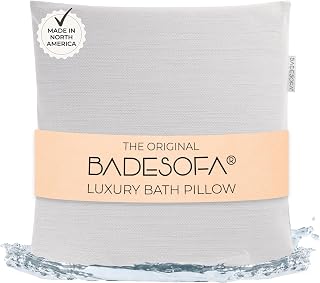 BADESOFA® Luxury Bath Pillow M - Lusciously Soft & Comfortable Tub Pillow for Bathtub - Washable & Quick-Drying Bath Back Pillow - Non-Slip Full Body Tub Pillow - Luxury Spa Cushion in Grey