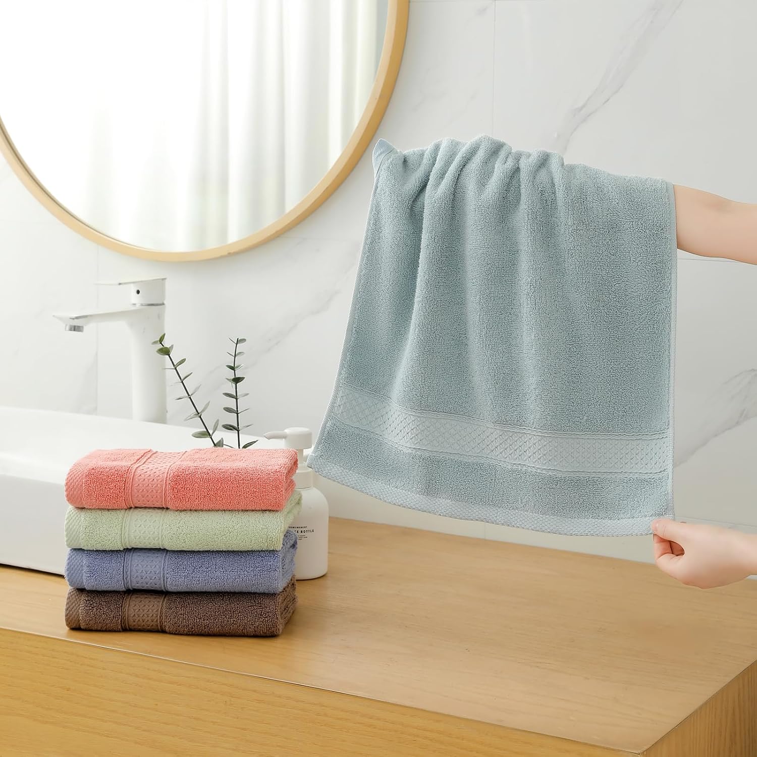 6 Pack Hand Towel Set, 16 by 28 inches, 100% Cotton Ultra Soft and Highly Absorbent, Quick Drying, for Hotels, Spa, Bathroom