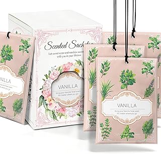 Vanilla Sachets for Drawers and Closets - 12 Pack Long Lasting Odor Eliminator Bags, Natural Fresh Scent for Wardrobe, Storage, Car & Home, Air Freshener Sachets