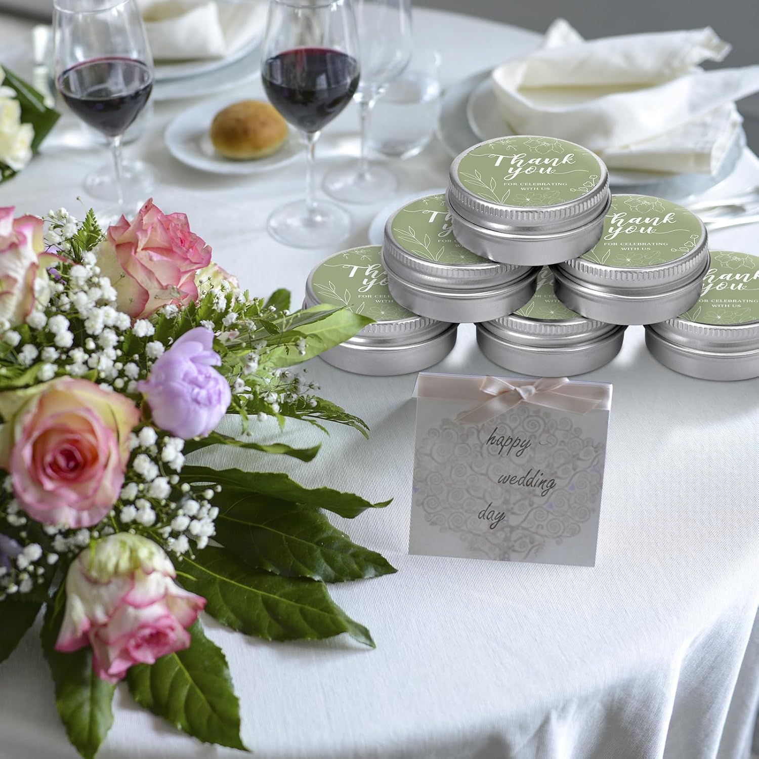 MTLEE 50 Pcs Sage Green Wedding Thank You Candles Gifts for Guests, Bridal Shower Baby Shower Favors, 1 oz Mini Lavender Scented Soy Wax Candles Tin Bulk for Birthday Aromatherapy Party Favors