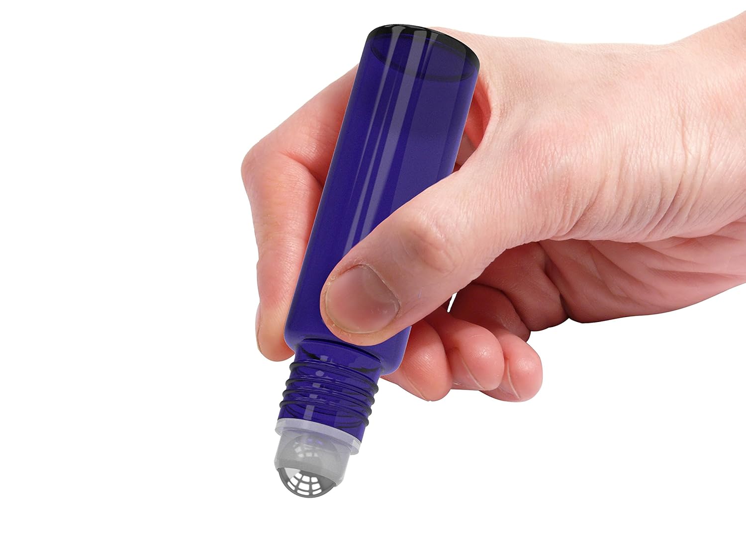 6 Pack - Roll on Glass Bottle - Blue 10ml 1/3oz Size for Essential Oil - Empty Aromatherapy Perfume Bottles - Cobalt Refillable Slim with Cap [Blue]