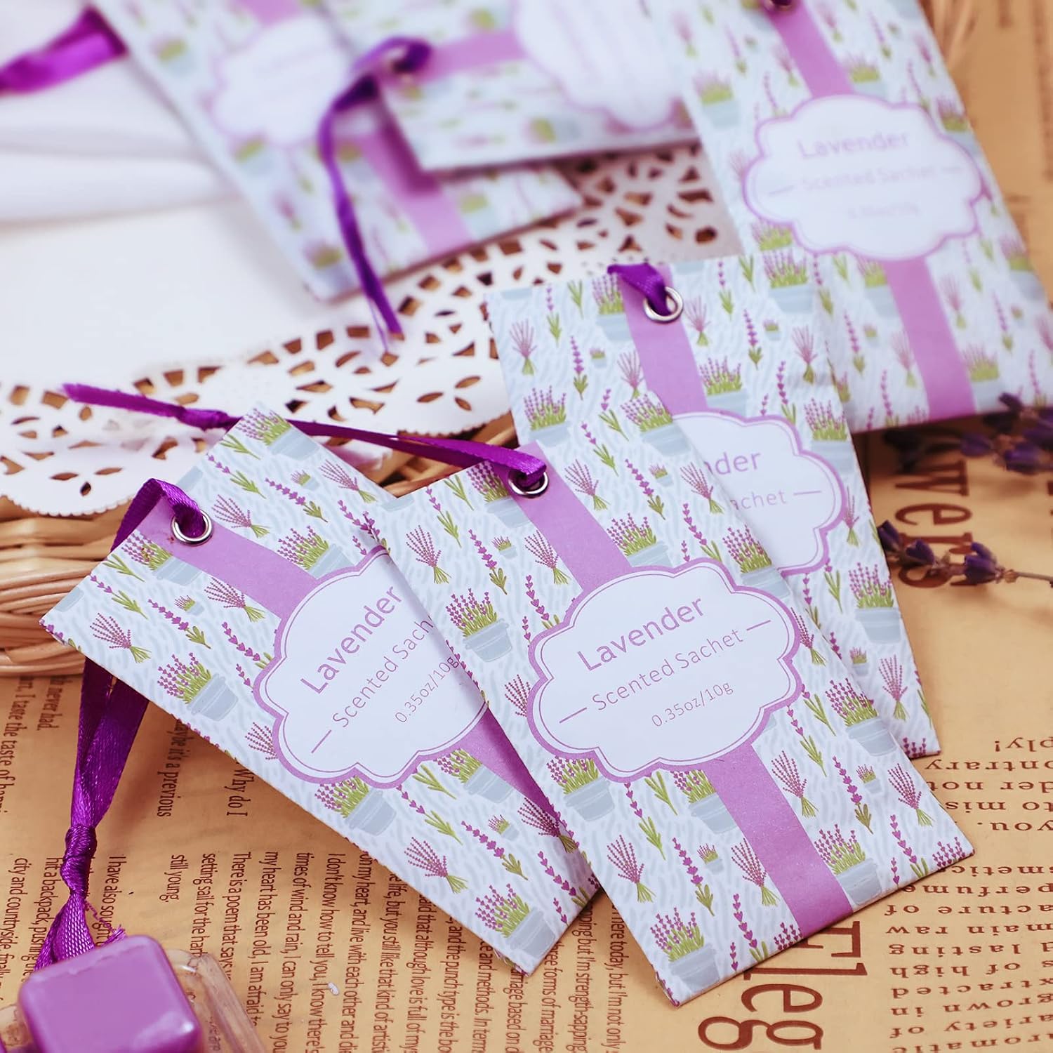 SCENTORINI Lavender Sachets for Drawers and Closets, Long-Lasting Sachets Bags, Pack of 14, Home Fragrance Sachet for Wardrobe, Closet, Drawer, Suitcases, Handbags,