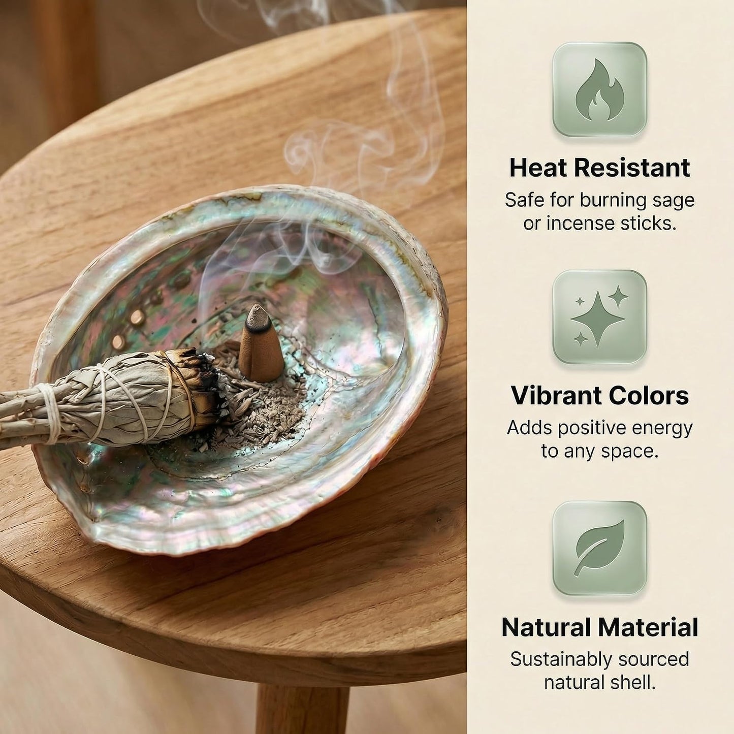 BRBASAP Large Abalone Shell Bowl with a Clear Box 4.7-5.12 Inch Natural Smudge Bowl for Sage Burning and Incense Sea Shell Smudging Bowl for Decor and Display