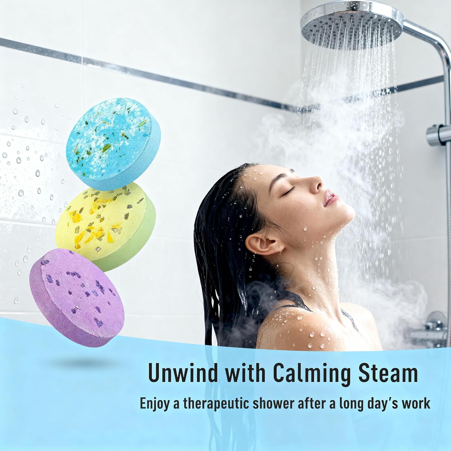 Shower Steamers Aromatherapy Made with Natural Essential Oils Long Lasting Aroma to Deliver Home Spa Experience, Individually Wrapped, Gift Ready Packaging for Women 8 Packs
