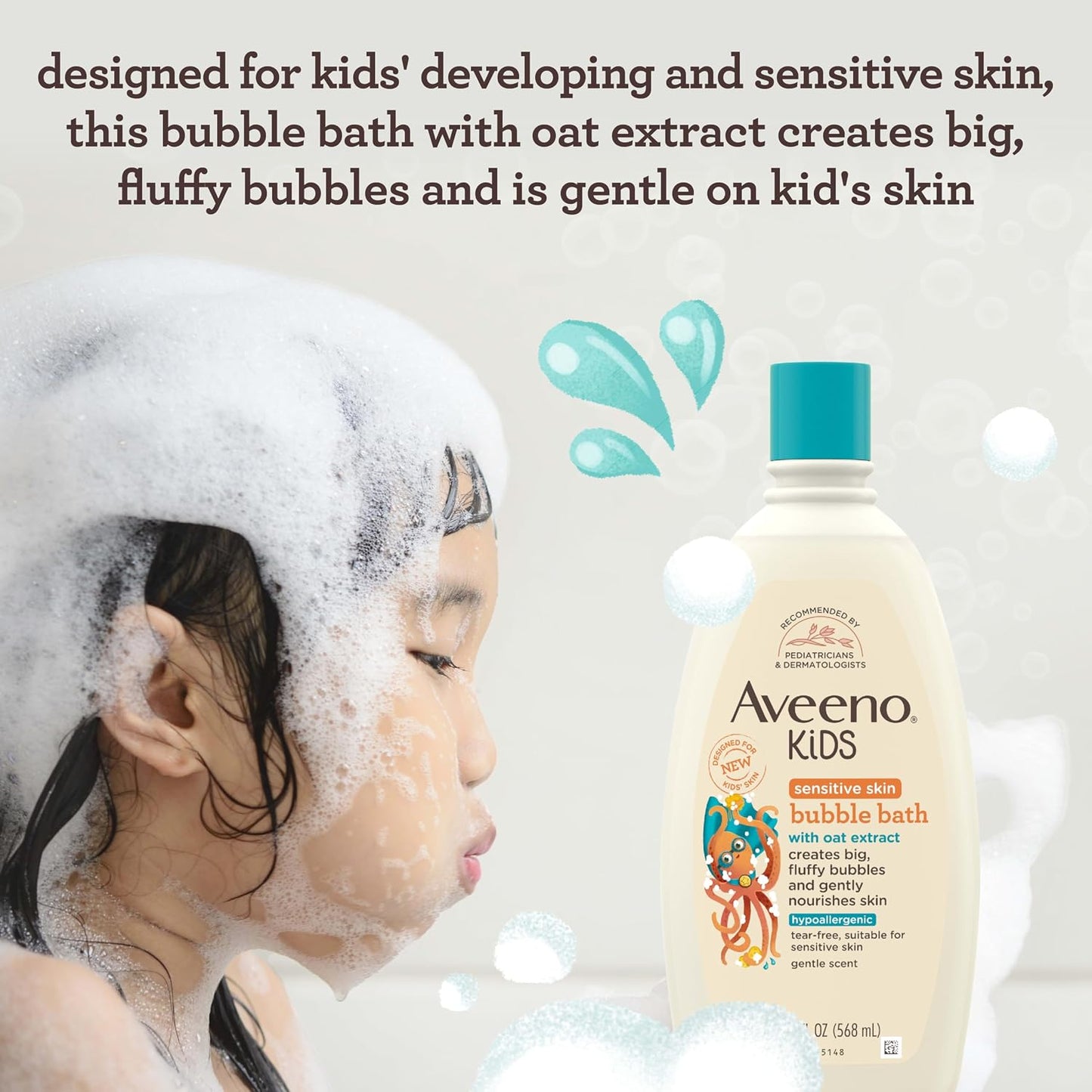 Aveeno Kids Bubble Bath Sensitive Skin 19.2 Ounce