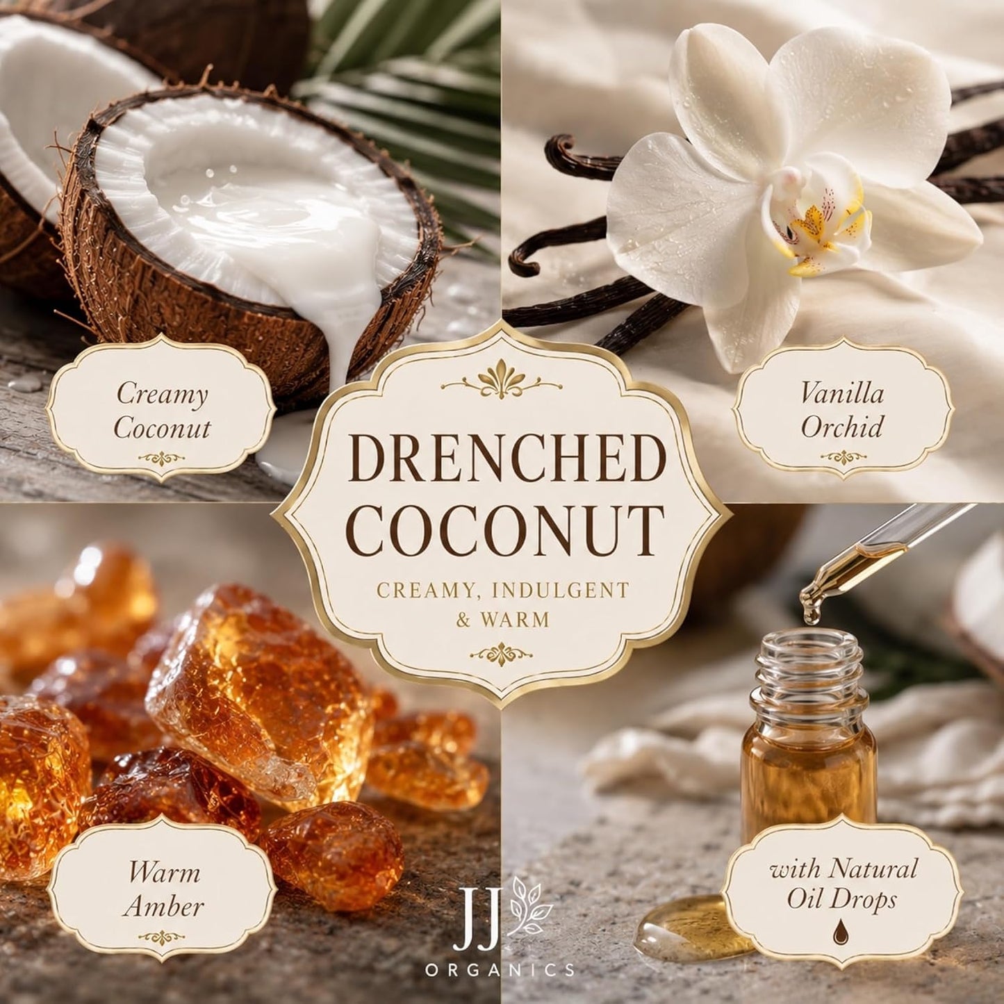 Drenched Coconut 3-Wick Candle, Odor Eliminating, 14.5 oz Soy Wax Blend with Essential Oils