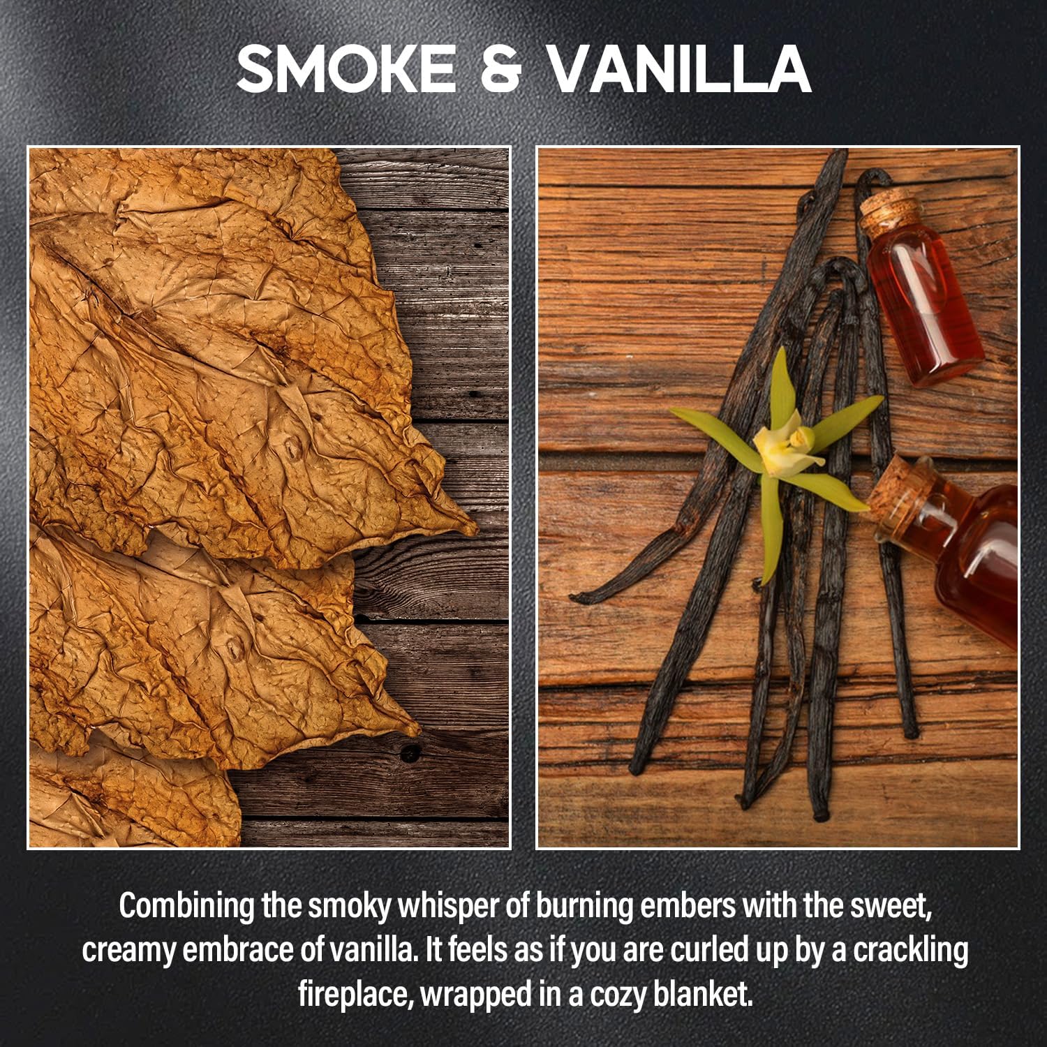 Smoke ＆ Vanilla Candle, 9oz Scented Candle for Men, Scented Candles for Home, Gifts for Men, Personalized Blessing Minimalist Men's Gifts