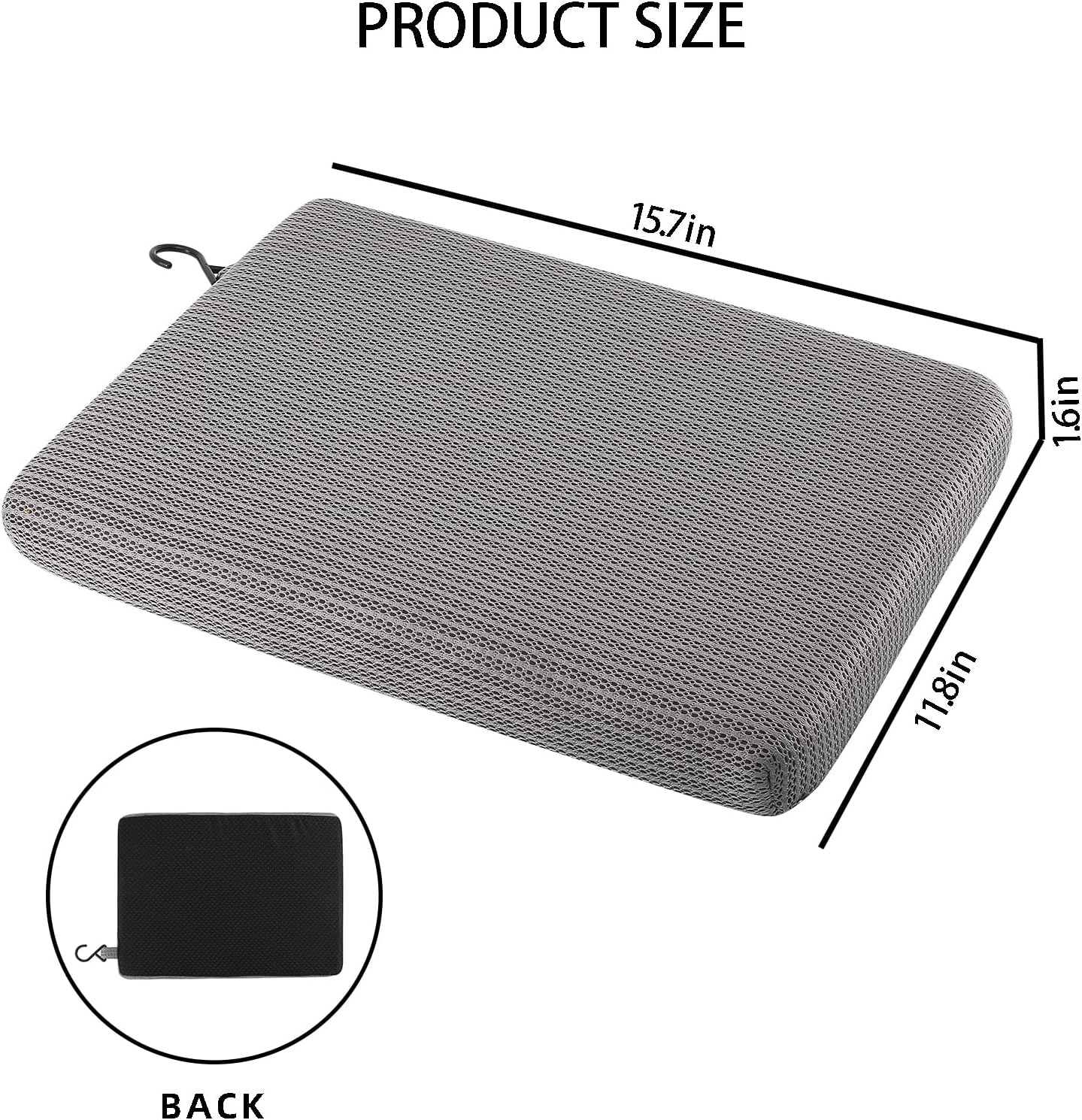 Shower Seat Cushion, Bath Chair Cushion, Bathtub Cushion for Soaking Tub, Non Slip Pad, Shower Safety Mat, Sauna Seat Cushion (Grey)