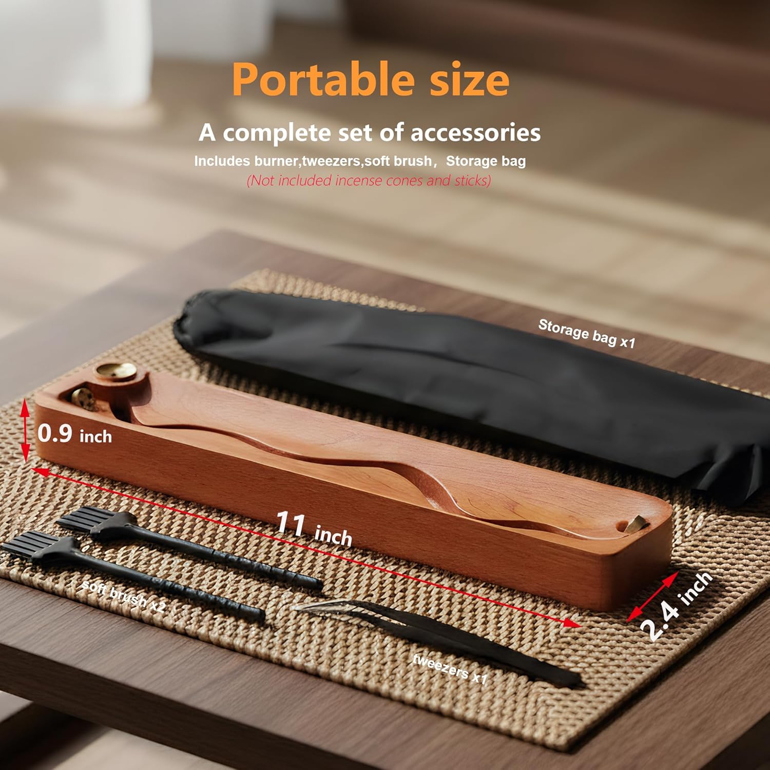 2 in 1 Wooden Incense Holder Sticks with Backflow Incense Cone Burner,Multi-Hole Fits All Thicknesses Sticks,for Meditation Yoga Home Gift