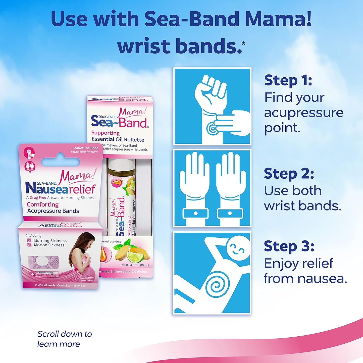 Sea-Band Mama! Essential Oil Calming Aromatherapy Rollette for Morning Sickness Relief