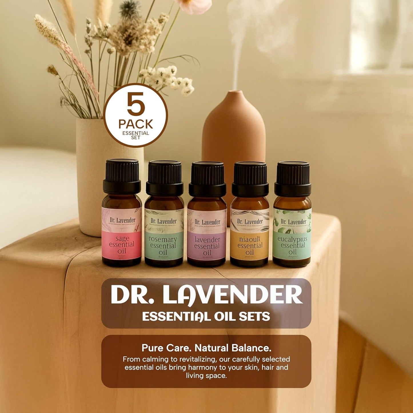 Dr. Lavender Natural Rosemary Essential Oil - 100% Botanical Scent for Hair Appearance & Scalp Massage - Revitalizing Aroma for Diffuser & Home Fragrance - 10ml