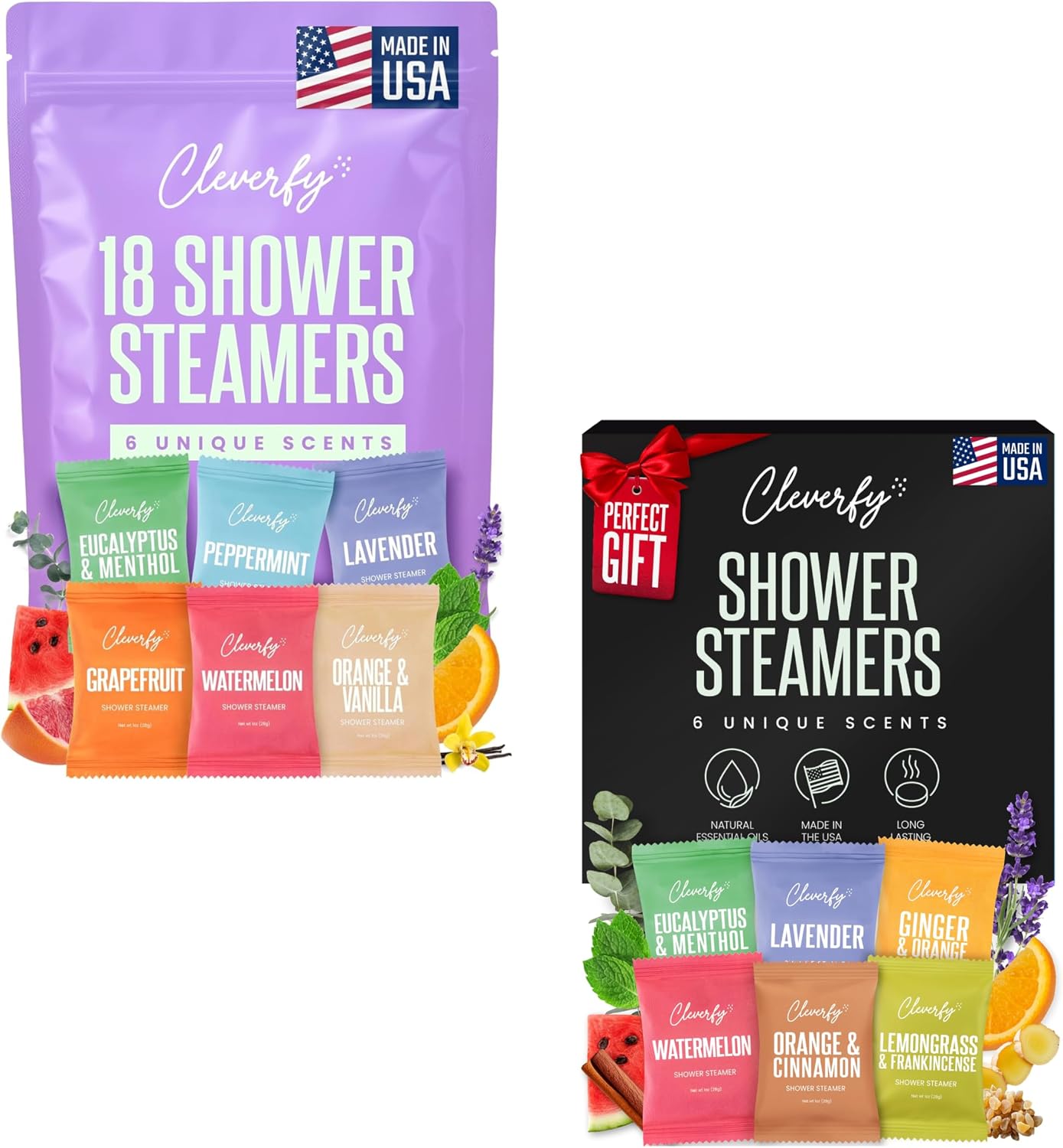 Cleverfy Shower Steamers Aromatherapy for Women and Men – 6 x 18 Pack