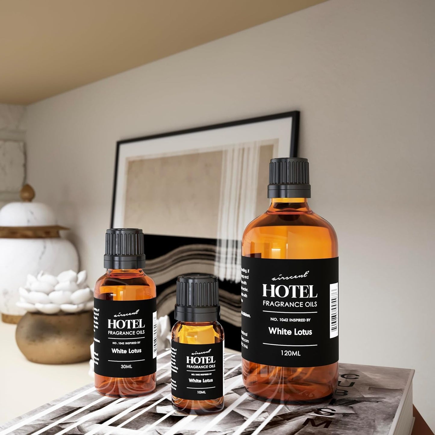 AirScent Hotel Diffuser Oil No. 1042 Inspired by The White Lotus Hotel Scent - Premium Fragrance Oil for Ultrasonic and Waterless Diffusers and Crafting - 120 mL, 4 fl oz Glass Bottle with Dropper