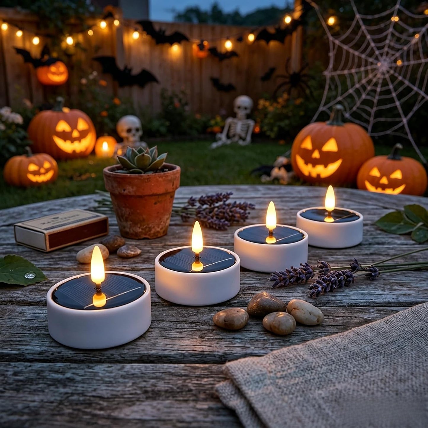 6PCS Solar Tea Lights Outdoor Waterproof, Rechargeable Reusable Flameless Flickering Solar LED Candles, Smart Dusk to Dawn Lighting for Camping, Garden Decor, Patio, Christmas Lanterns, Home Decor