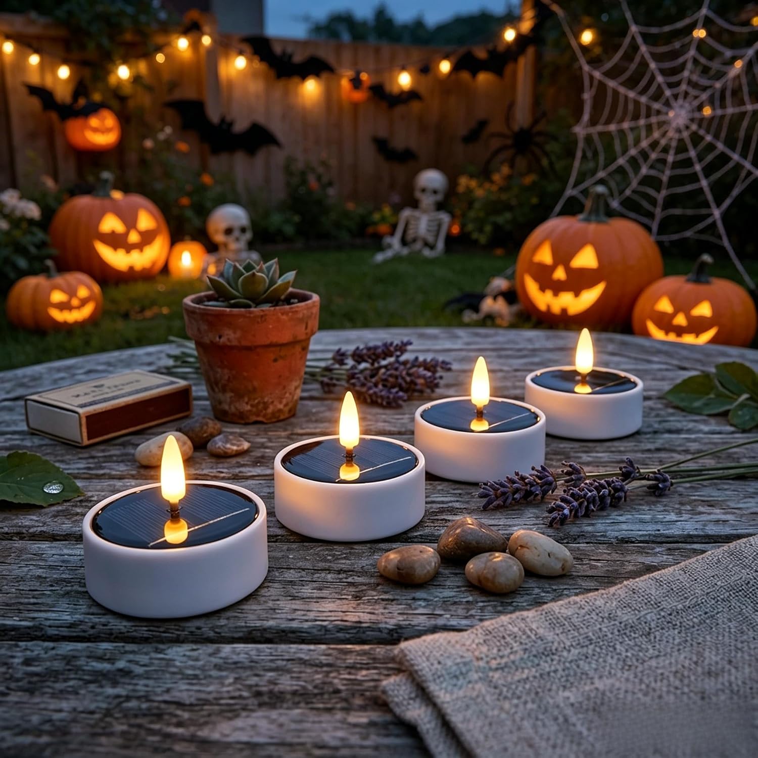 6PCS Solar Tea Lights Outdoor Waterproof, Rechargeable Reusable Flameless Flickering Solar LED Candles, Smart Dusk to Dawn Lighting for Camping, Garden Decor, Patio, Christmas Lanterns, Home Decor