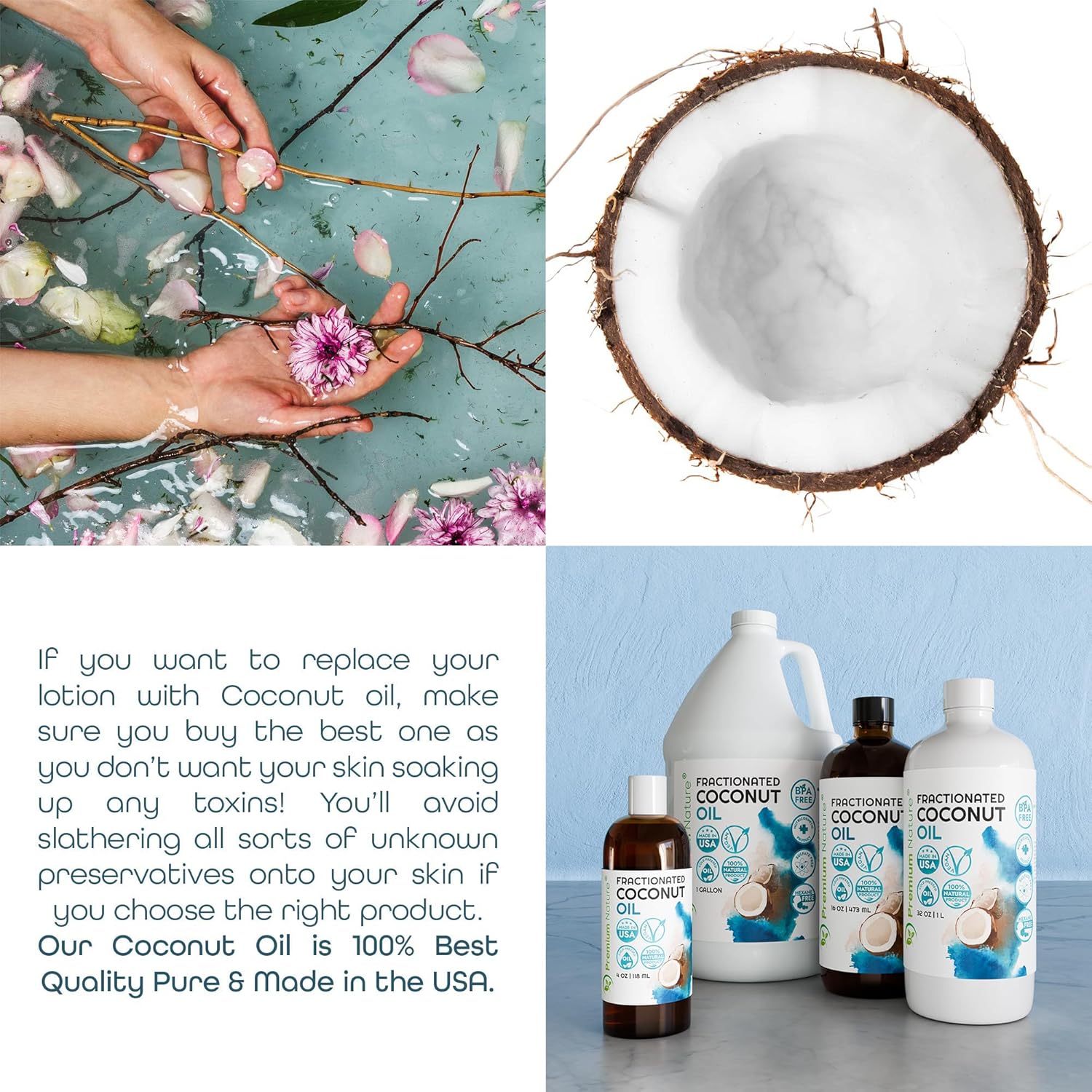 Fractionated Coconut Oil for Skin Moisturizer with Pump Massage Oils Best Carrier for Essential Oils Mixing Body OUL for Dry Skin Moisturizer Natural Oi for Face Hair Body 1 Gallon