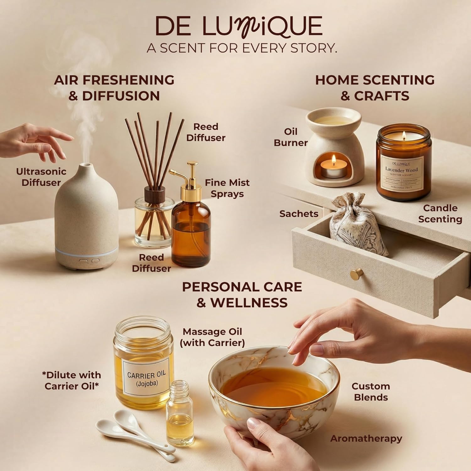 Ylang Ylang Scent De Lumique Pure Essential Oil, 100% Natural Plant Extract, Amber Glass Bottle with Dropper, 10ml/0.34 Fl Oz
