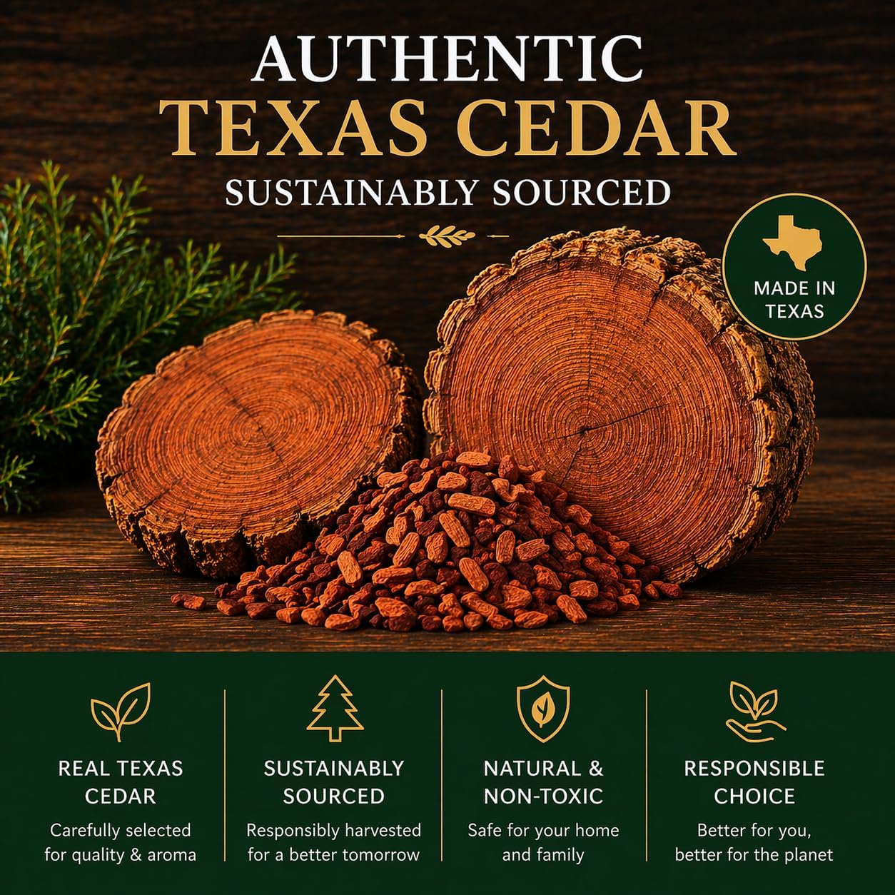 Cedar Sachets (24 Pack) Texas Organic Cedar Wood Premium Closet Freshener Real Cedar Scent Bags for Drawers Clothes Storage Shoes Odor Absorber