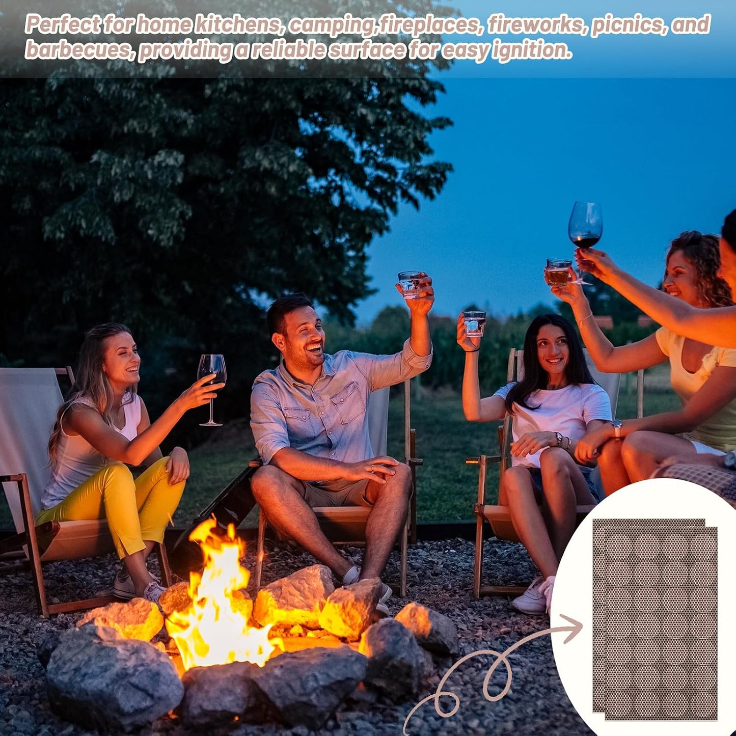 56 PCS Match Striker Stickers, 1" Match Striker Paper with Adhesive, Ideal for Fireplace Matches (Brown)