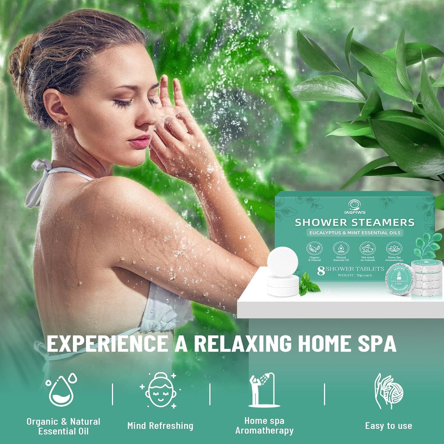 Shower Steamers Aromatherapy Gifts for Women & Men, Fathers Day Gift for Dad Husband from Wife Daughter, 8-Pack Shower Bombs Eucalyptus & Mint Essential Oil, Relaxation & Self Care