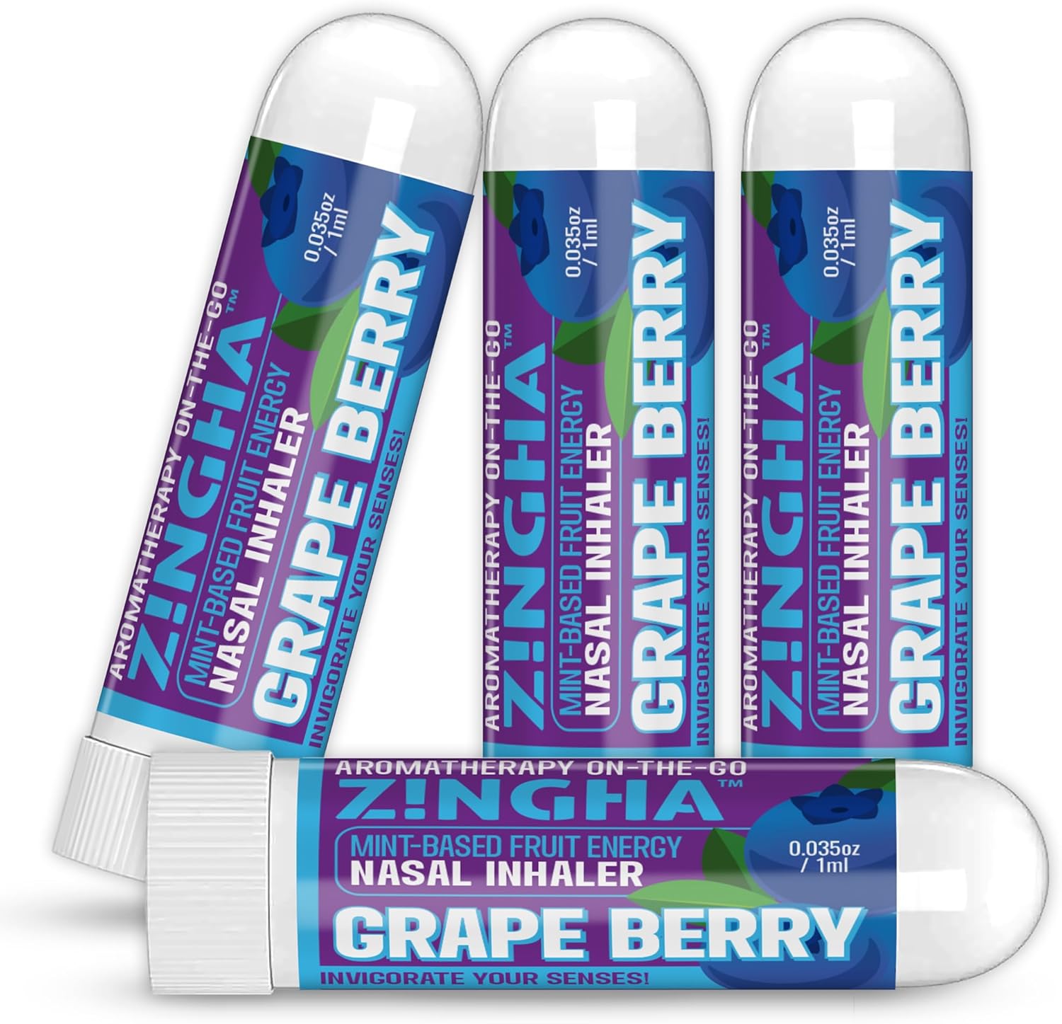 Z!NGHA Natural Aromatherapy Nasal Stick Boost Focus & Enhance Breathing | Portable Sinus Relief & Relaxation Nasal Inhaler Stick | Essential Oil Blend for Stress and Congestion (Grape Berry)