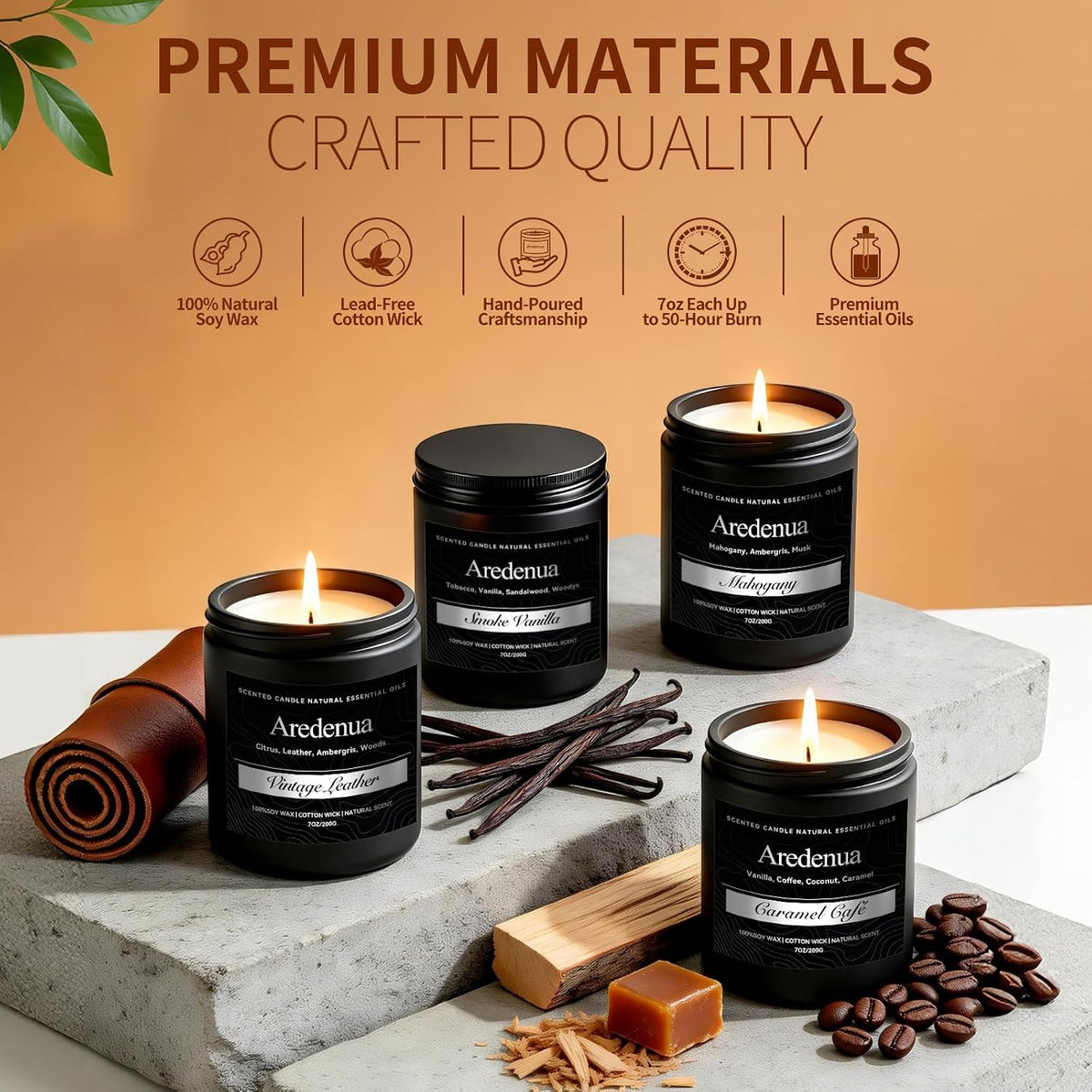 4 Pack Scented Candles for Men