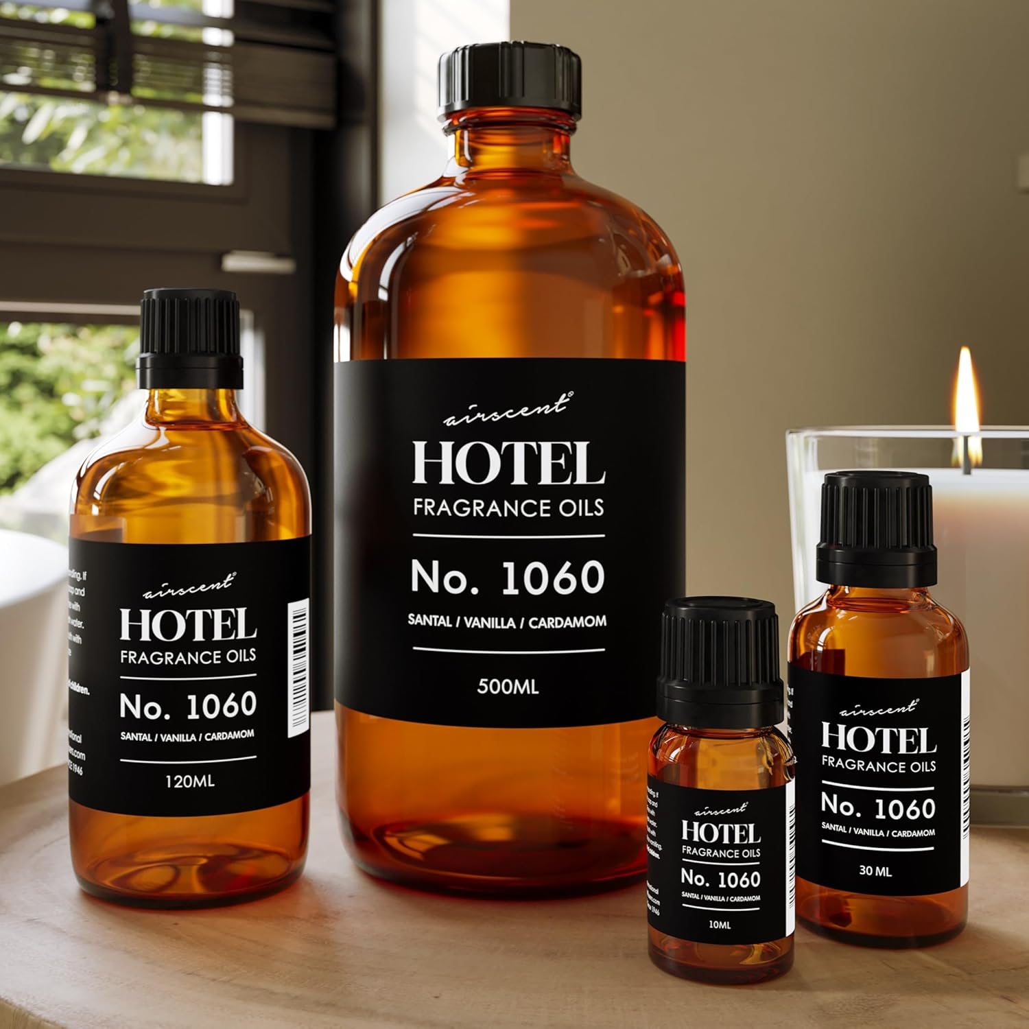 AirScent No.1060 Diffuser Oil - Santal, Vanilla, Cardamom - Fragrance Oil for Ultrasonic and Waterless Diffusers and Crafting - 10 mL, 0.34 fl oz Glass Dropper Bottle