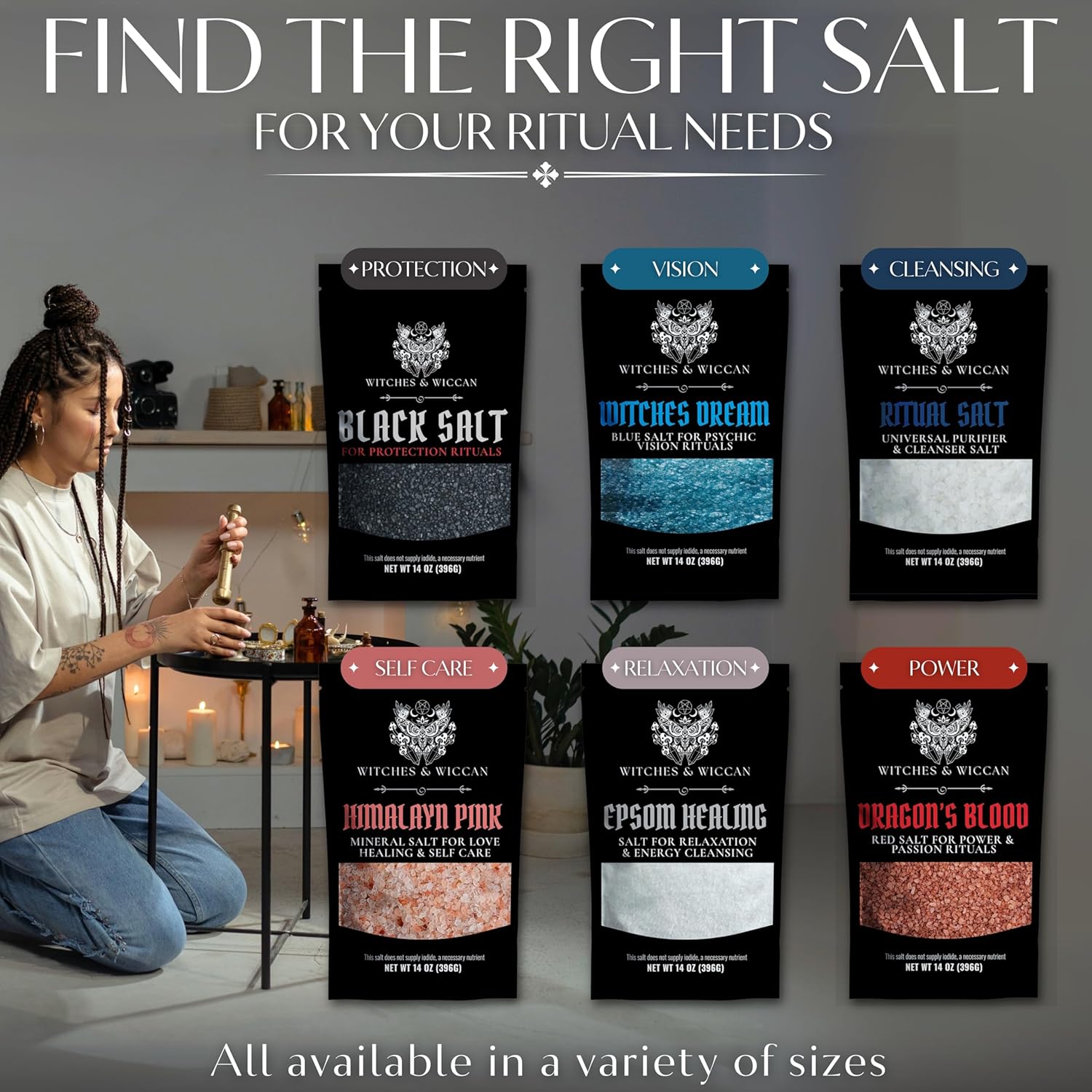 Epsom Salt for Healing, Relaxation & Energy Cleansing – Natural Magnesium-Rich Bath Salt Ideal for Meditation, Spellwork & Ritual Baths – 5 Oz Bag, Witches & Wiccan