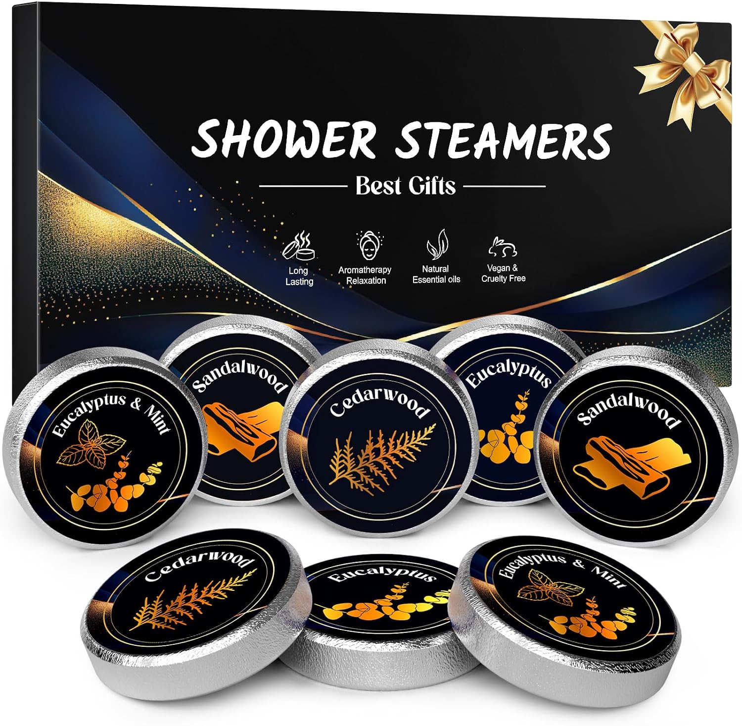 Shower Steamers Aromatherapy for Men 8 Pack, Fathers Day Dad Gifts for Husband Dad Grandpa Son Boyfriend from Daughter Wife, Bath Bombs Self Care Relaxation Stress Relief Birthday Gifts for Men