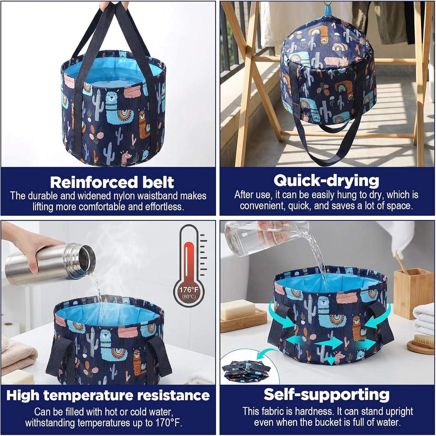 Yolev Foot Bucket for Soaking Feet Portable Foot Bath Basin 7.2 Inches High Travel Foot Tube for Soaking Feet Home Pedicure & Outdoor Camping Washing (Blue)
