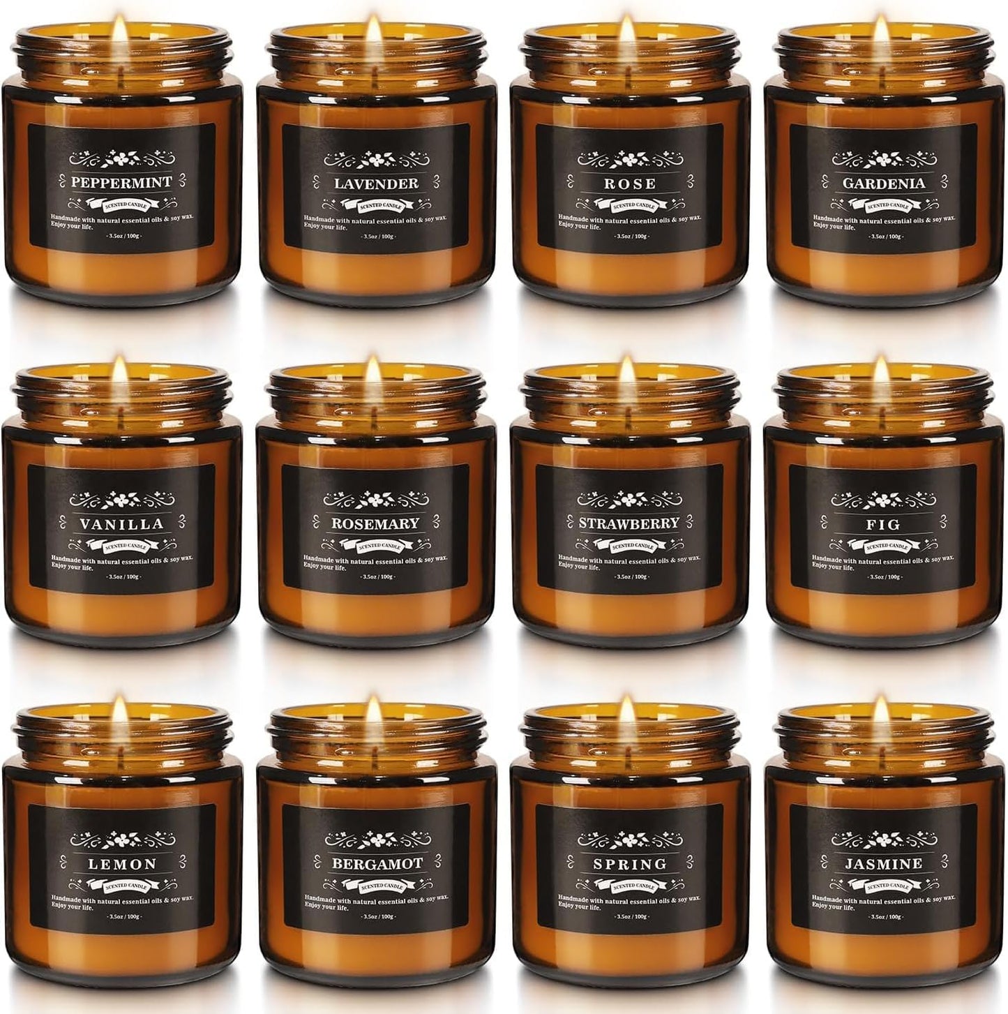 YOROXRG 12 Pcs Scented Candles with Added Natural Essential Oils, 3.05oz, Suitable for Various Festivals, Parties, Yoga, and Home Scene