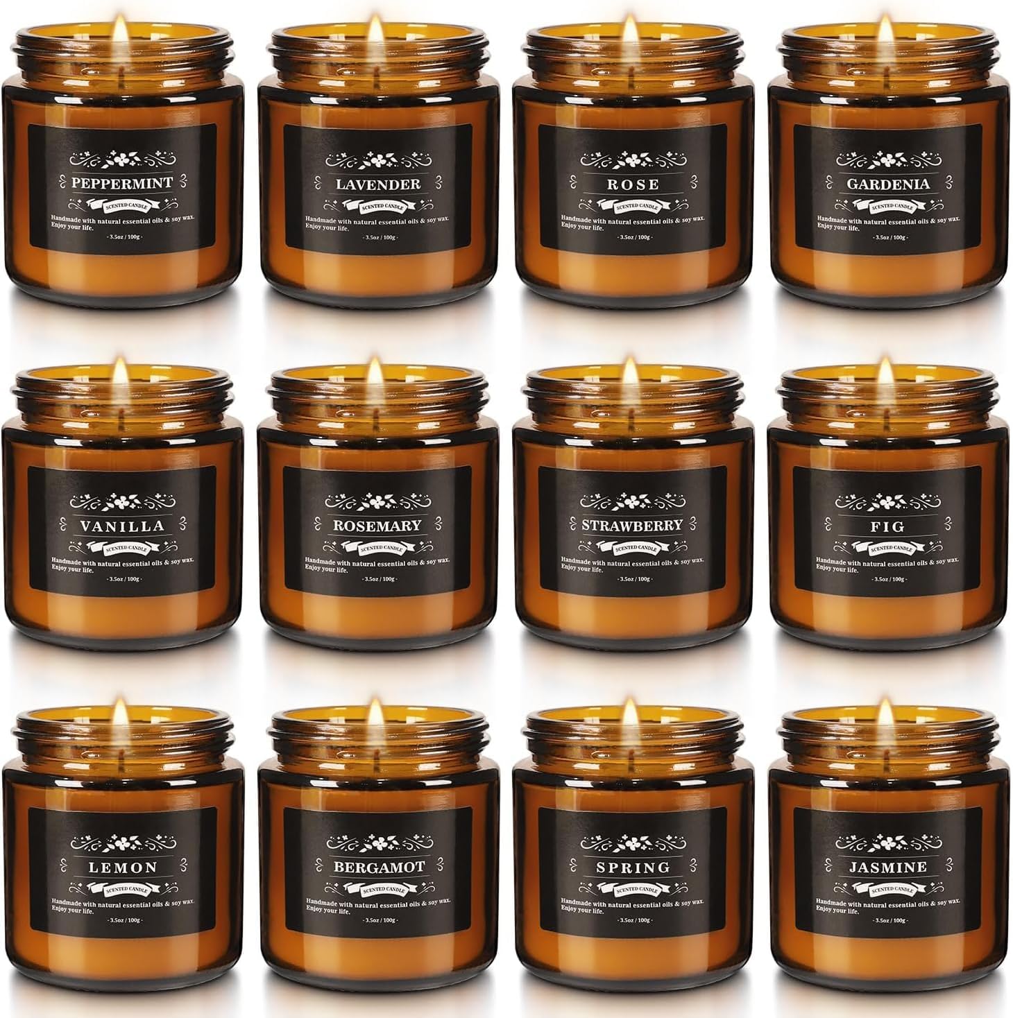 YOROXRG 12 Pcs Scented Candles with Added Natural Essential Oils, 3.05oz, Suitable for Various Festivals, Parties, Yoga, and Home Scene