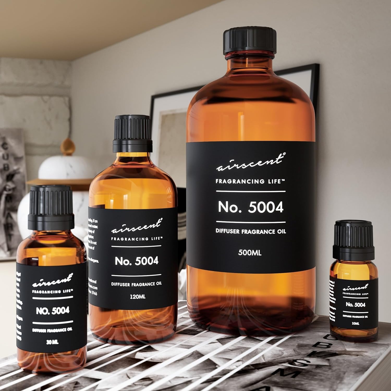 AirScent Fierce-Inspired Diffuser Oil - No. 5004 A and F Perfume Dupe - Premium Fragrance Oil Blend for Ultrasonic and Waterless Diffusers and Crafting - 120 ml, 4 fl oz Glass Bottle with Dropper