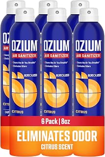 Ozium Air Sanitizer Spray - Room Odor Eliminator for Home, Car, and Office - Citrus - 8 oz Can - 6 Pack