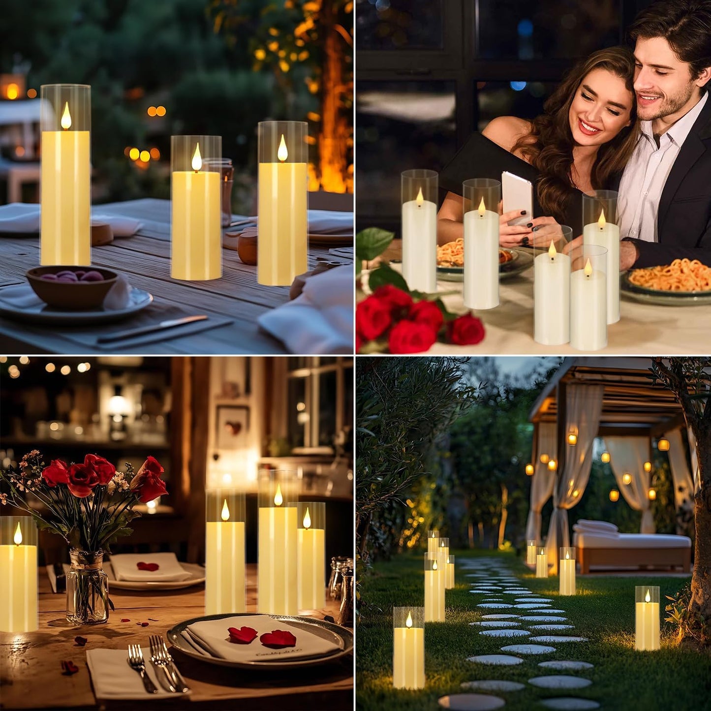 24 Pack LED Flameless Candles Set(14/16/18cm), Battery - Operated with 4 Remotes,Clear, Timer & Flickering/Steady Modes for Home décor, Wedding, Patio,Outdoor.