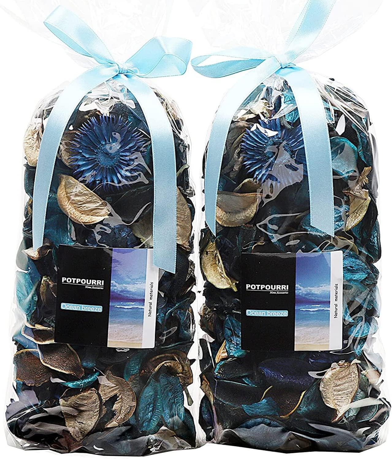 Qingbei Rina Summer Potpourri Bags,Ocean Breeze Scented Potpourri Dried Flower, Bowl Vase Filler, Home Fragrance Sachet Petal, Beach Coastal Decor, 8.4 oz(Blue)