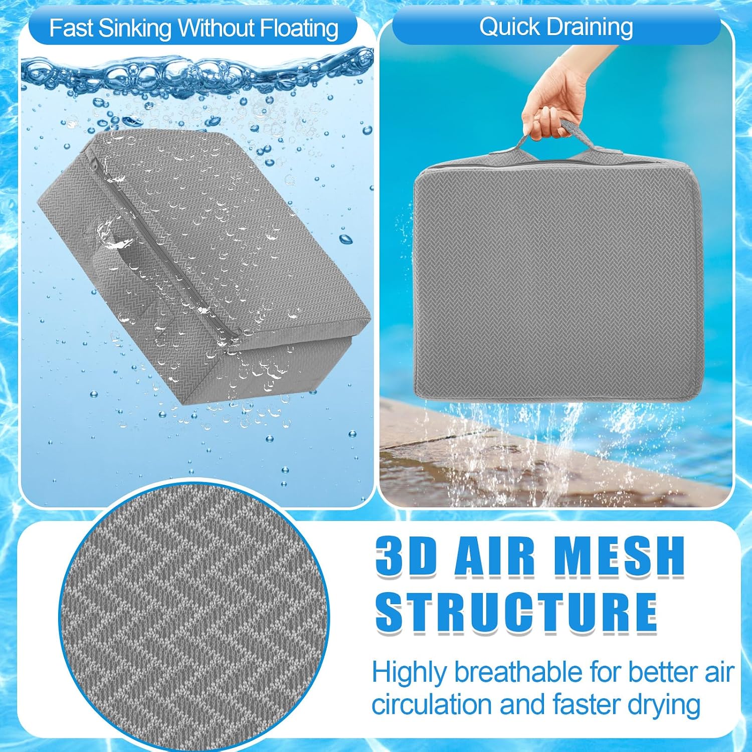 4 Pcs Foldable Hot Tub Booster Seat with Back Thick Hot Tub Pillow Adjustable 2 Heights Bath Seat Weighted Bathtub Booster Cushion Washable Spa Cushion for Indoor or Outdoor (Gray)