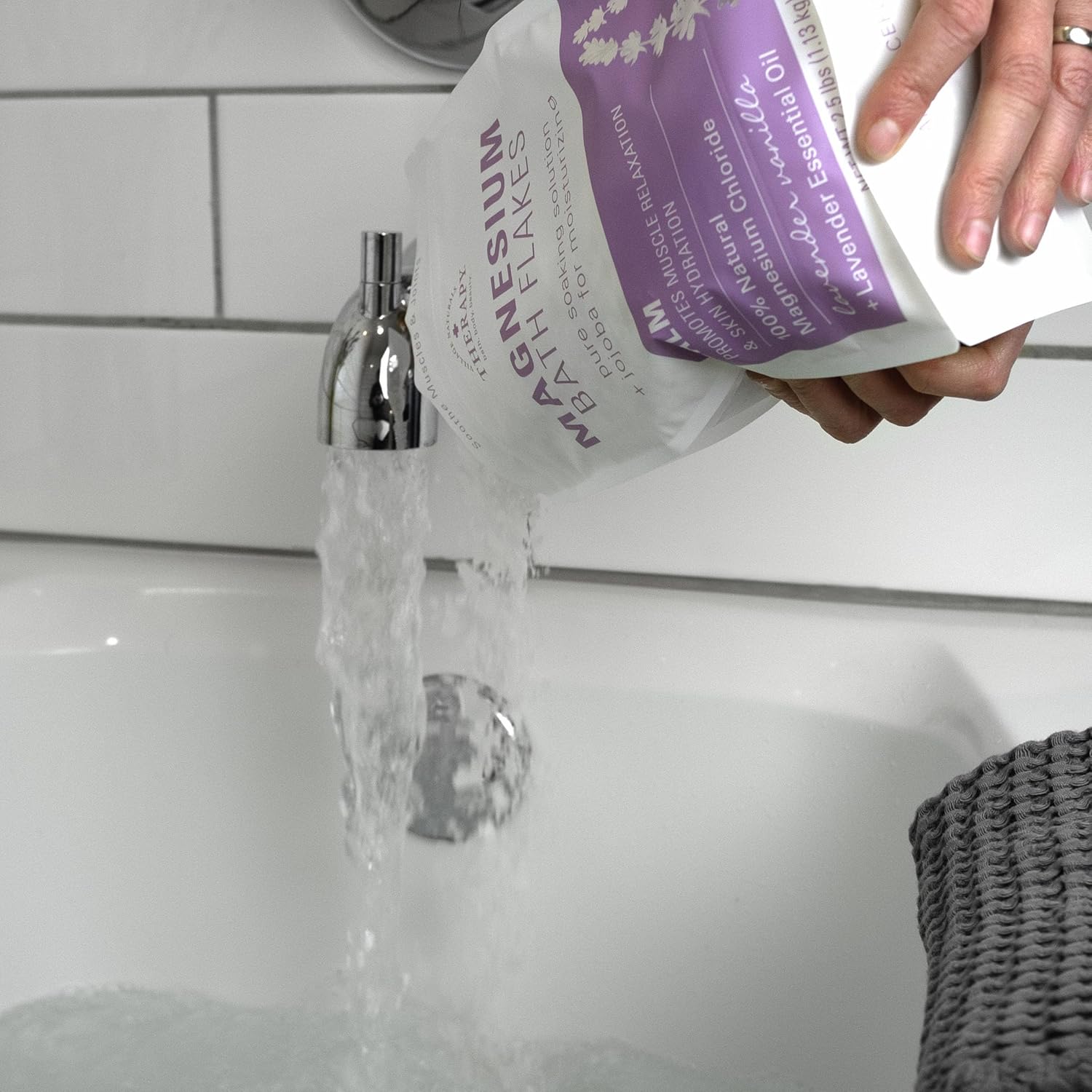Village Naturals Therapy Calm Magnesium Bath Flakes, Lavender Vanilla Scent, 2.5 lbs
