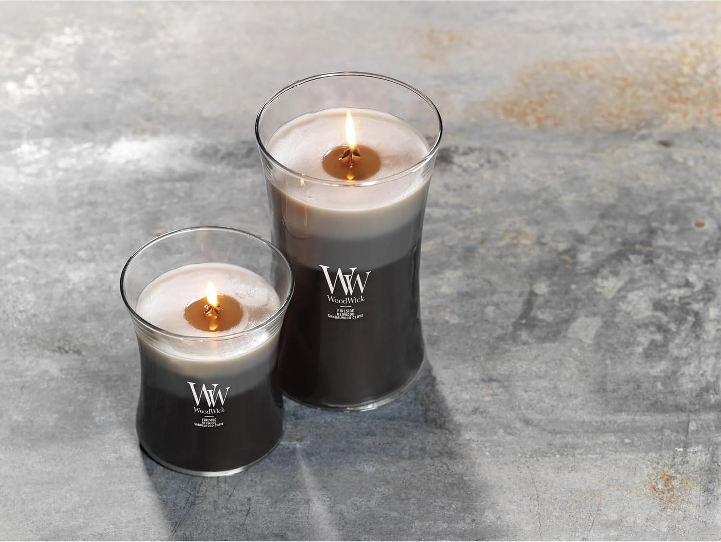 WoodWick Warm Woods Trilogy Holiday Candle Gifts for Women and Men, 21.5 oz Large Hourglass Trilogy Candle with Crackling Wick