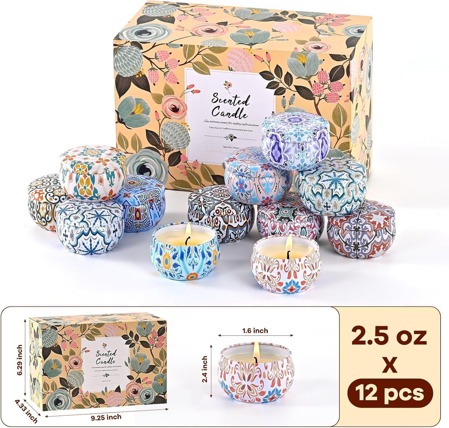 Scented Candles Gift Set, Candles for Home Scented 12 Pack, 300 Hours Long Lasting Soy Wax Aromatherapy Candle Set, Friends Moving Away, Birthday, Retirement Gifts for Women with Gift Box