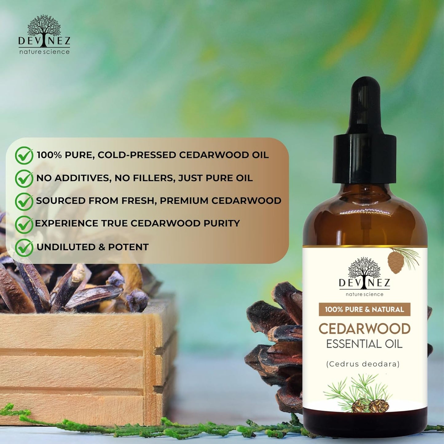 Devinez Cedarwood Essential Oil 30ml/ 1.01 Fl Oz | 100% Natural| for Aromatherapy & Hair Care