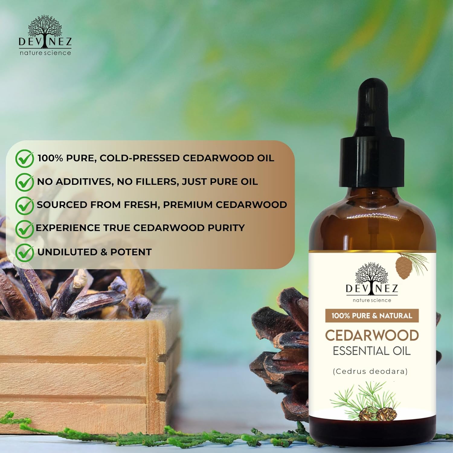 Devinez Cedarwood Essential Oil 30ml/ 1.01 Fl Oz | 100% Natural| for Aromatherapy & Hair Care