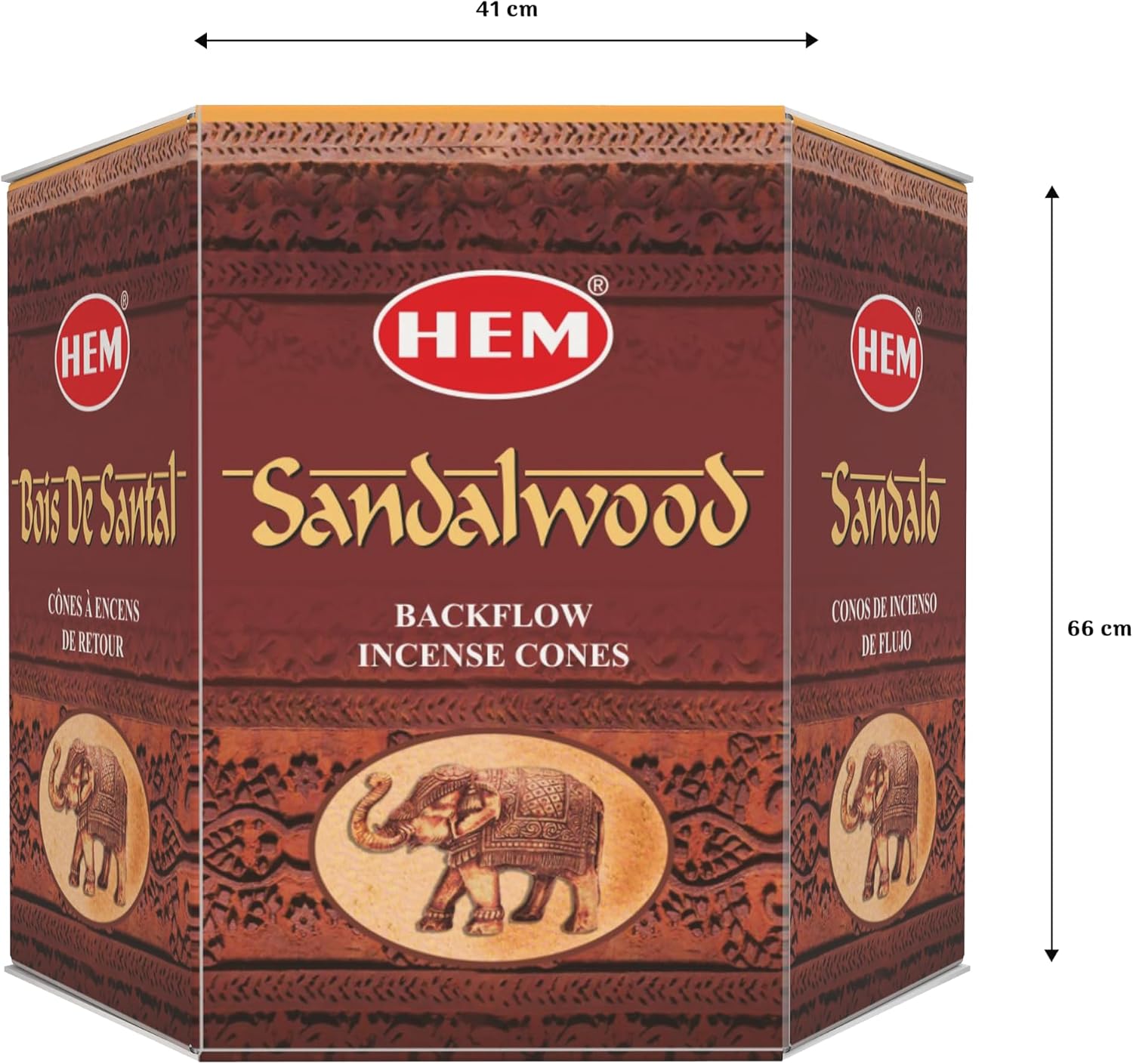 HEM Sandalwood Backflow Incense Cones – Pack of 40 Brown Cones | Long-Lasting Natural Aroma for Positivity, Cleansing & Relaxation | Wood Powder Aromatherapy for Stress Relief & Air Purification
