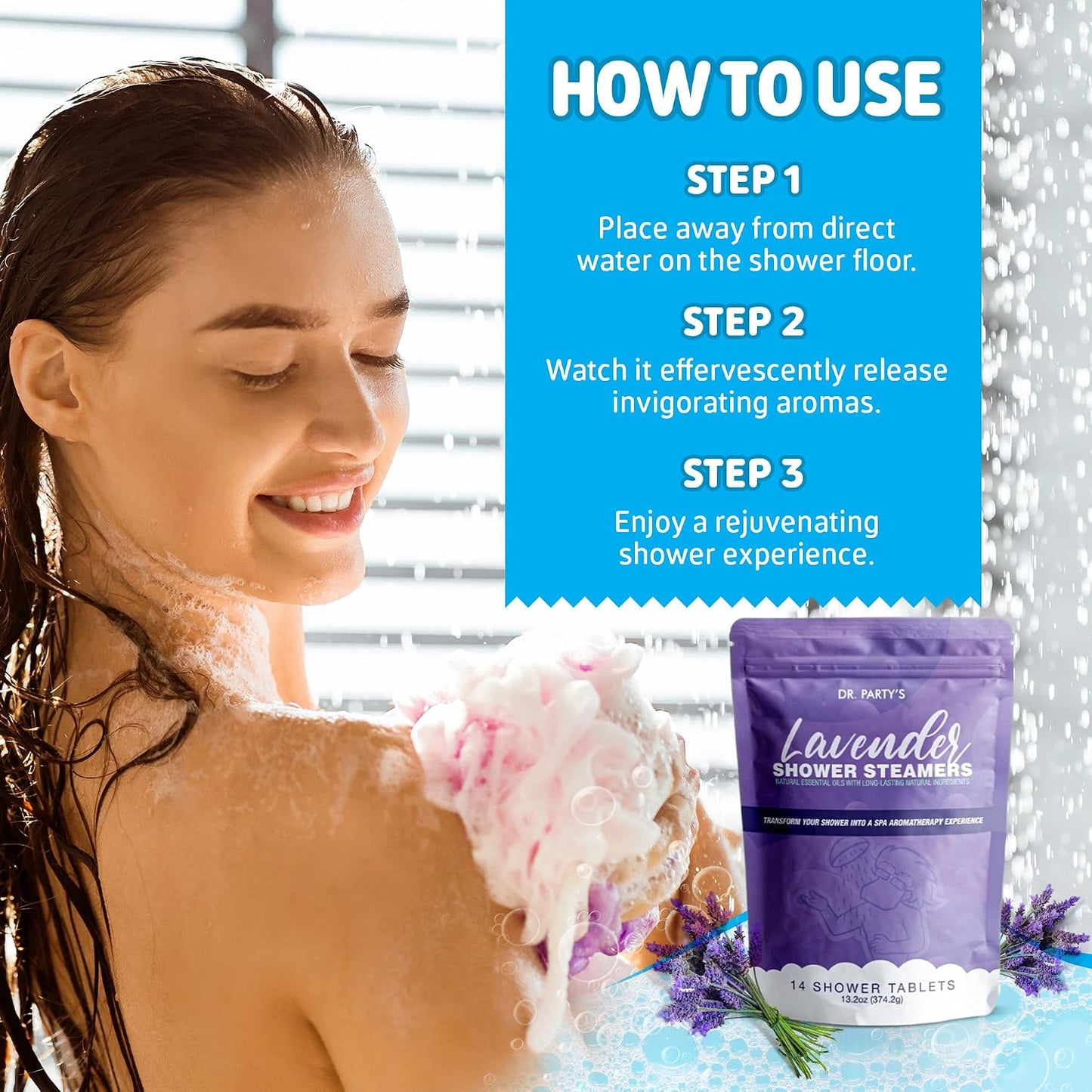 Shower Steamer - 5 Different scents - 14 Tablets per Package (Lavender)